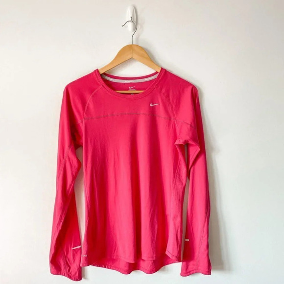 Nike Miler Running Long Sleeve Shirt  Pink Sz M - Picture 1 of 5